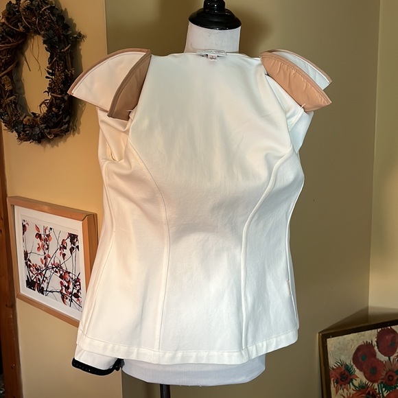 ST JOHN SPORT sz  12P Elegant Ecru Winter White Stretch Trim Gem Button NEW - Picture 5 of 16